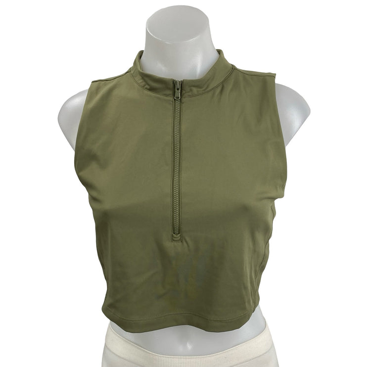 Recess Peekaboo Green Sleeveless Athletic Activewear Crop Tank Sports Bra Top M