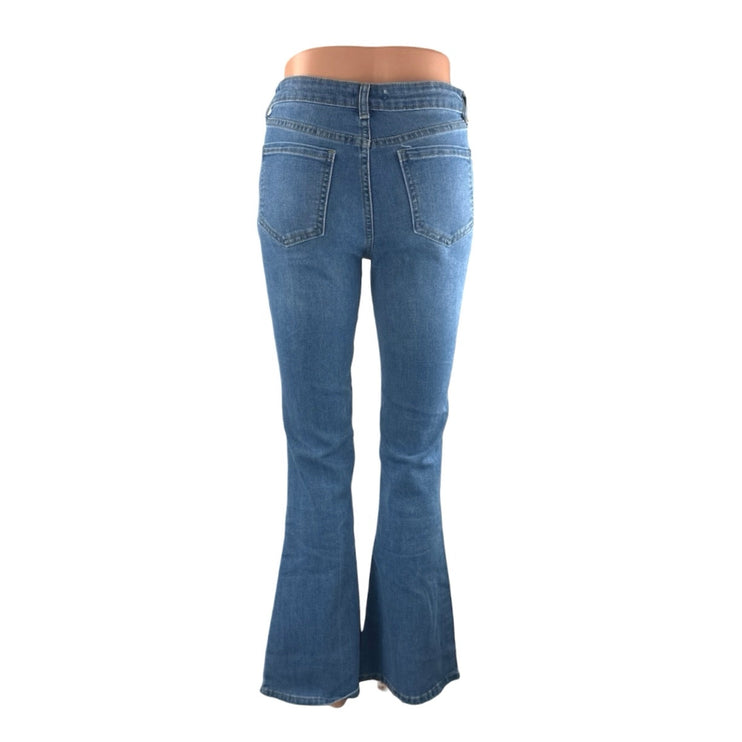 Abound Women's Blue Mid Rise Bell Bottom Bootcut Flare Denim Jeans Pants Size 26