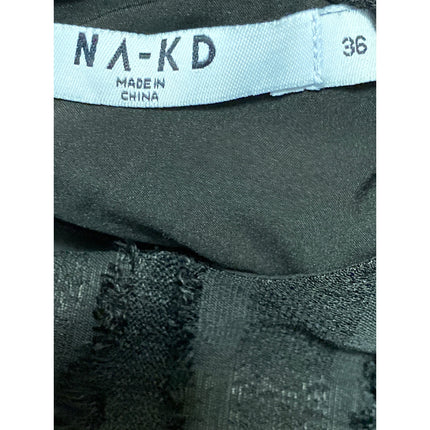 NA-KD Women's Black Fuzzy Textured Short Sleeve Mini Blouson Pencil Dress Sz 36