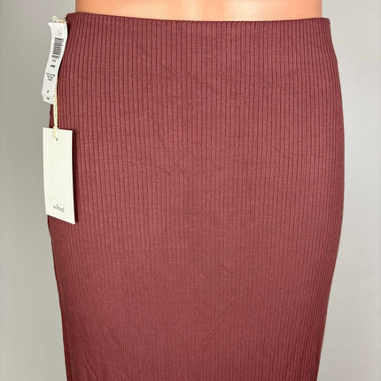 Aritzia Wilfred NWT Janine Rose Pink Ribbed Elastic Pullover Midi Skirt Size SP