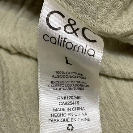 C&C California Green Smocked Boho Tiered Gauze Pleated A Line Mini Skirt Size L