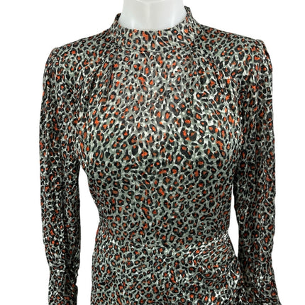 NEW Scotch & Soda Multicolor Leopard Mock Neck Long Sleeve Mini Sheath Dress 6