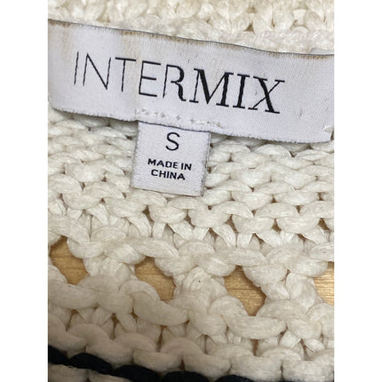 Intermix Yulani Striped Crochet Off Shoulder Short Sleeve Crop Blouse Top Size S
