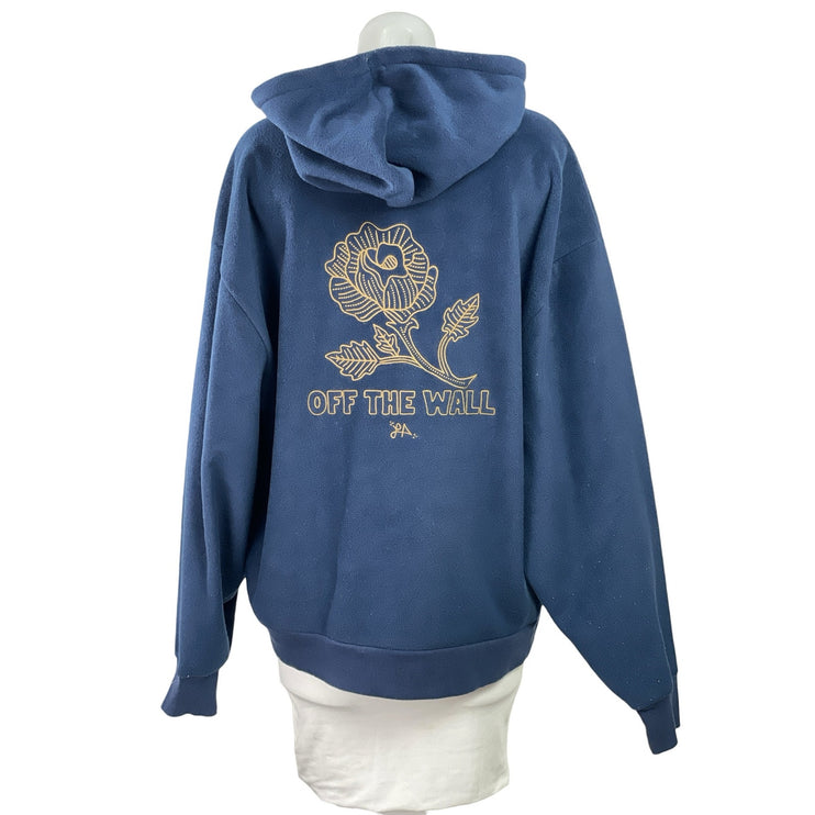 Vans x Lizzie Armanto Women's Blue Fleece Floral Hoodie Hooded Sweatshirt Top M