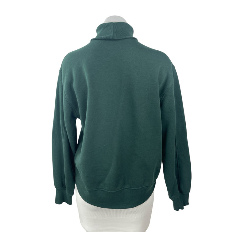 Zara Women's Green Long Sleeve Turtleneck Fleece Sweater Sweatshirt Top Size S