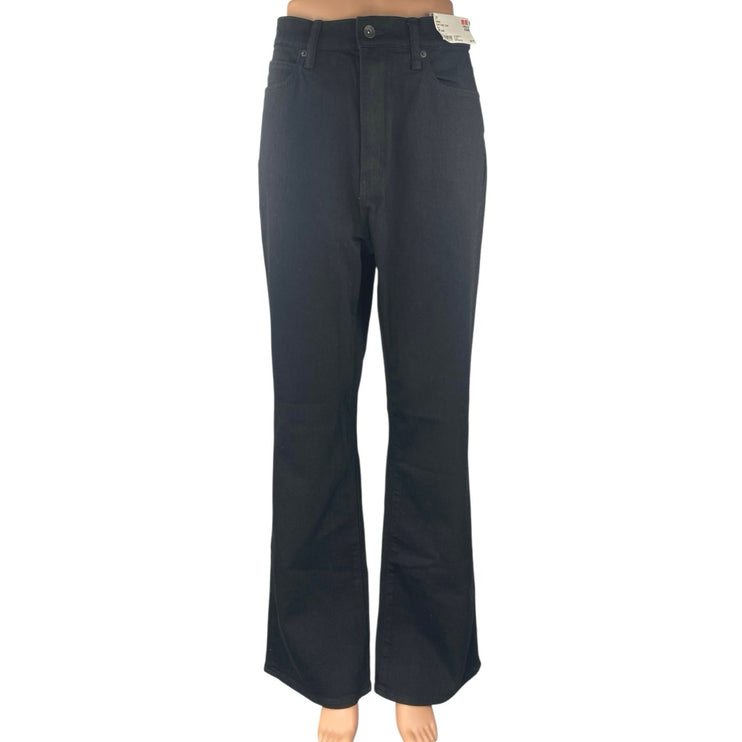 NEW Uniqlo Women's Black High Waist Slim Flared Bootcut Denim Jeans Pants Sz 30