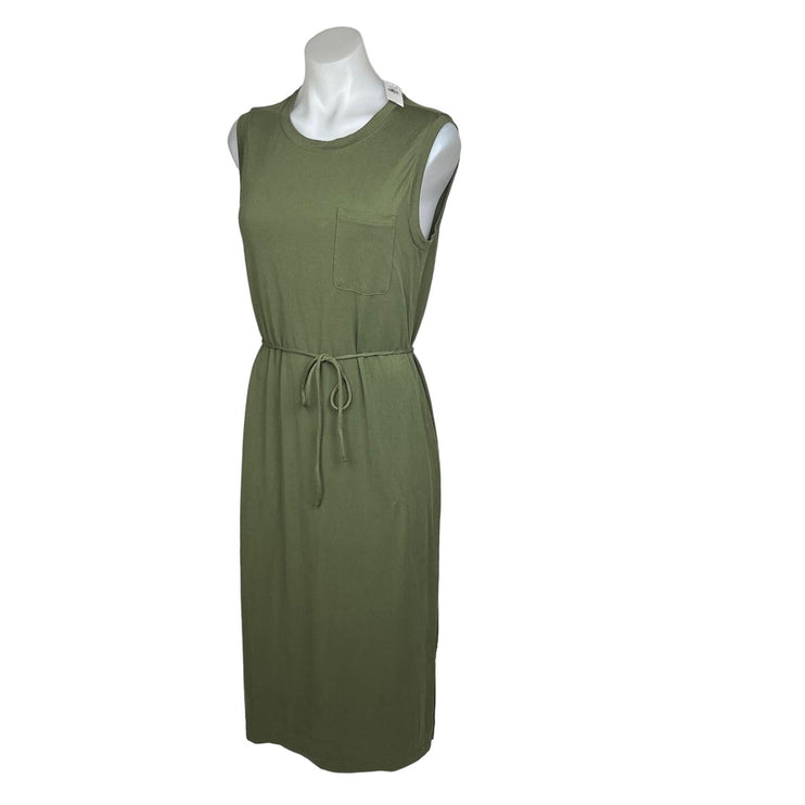 Banana Republic NWT Green Sleeveless Side Slit Tie Waist Midi Blouson Dress Sz S