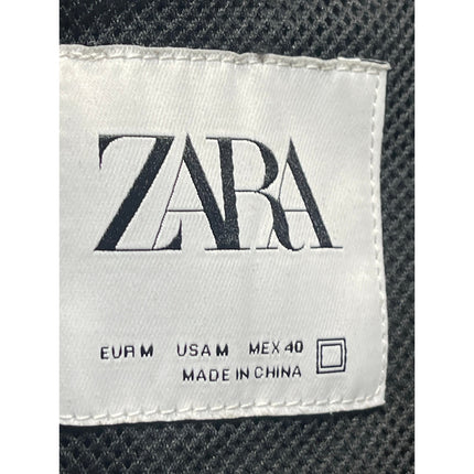 ZARA Mens Black Full Zip Long Sleeve Collar Bomber Windbreaker Coat Jacket Sz M
