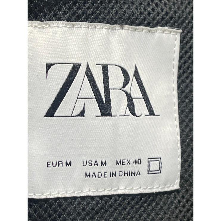 ZARA Mens Black Full Zip Long Sleeve Collar Bomber Windbreaker Coat Jacket Sz M