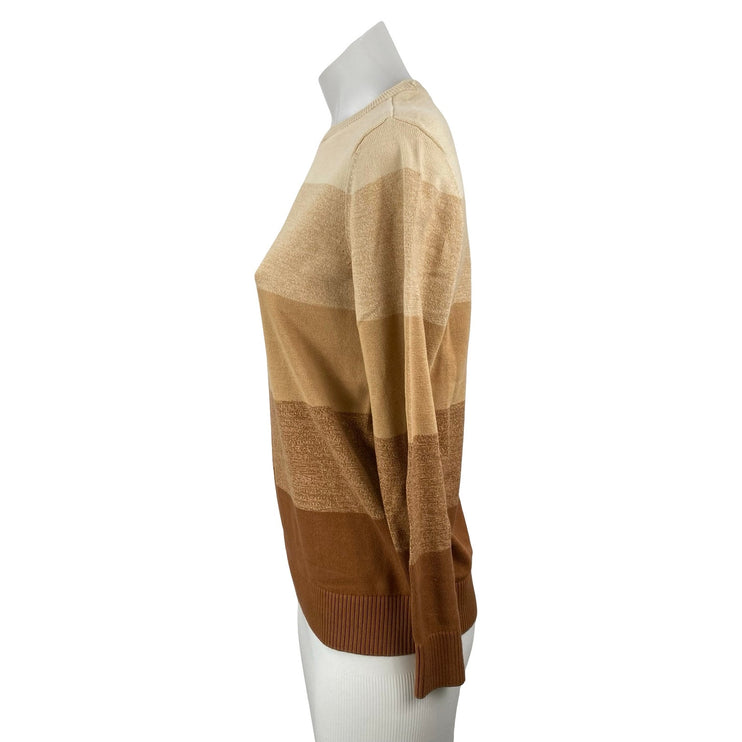 Place Women's Tan Brown Colorblock Stripe Ombre Long Sleeve Sweater Top 10/12