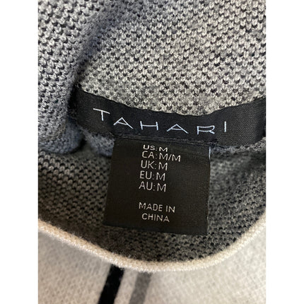 Tahari Women's White Windowpane Plaid Mock Neck Long Sleeve Sweater Top Size M