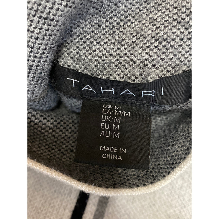 Tahari Women's White Windowpane Plaid Mock Neck Long Sleeve Sweater Top Size M