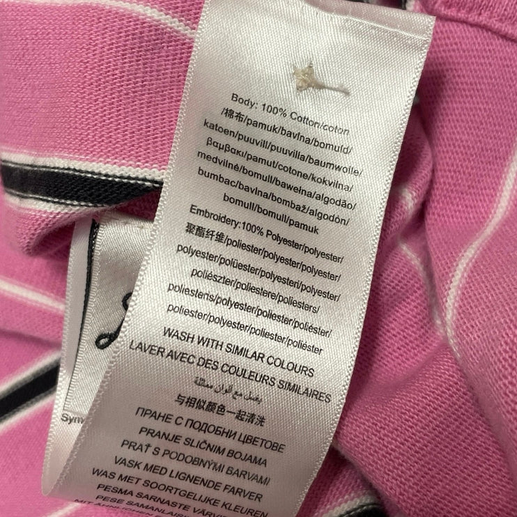 Damson Madder Womens Pink Striped Long Sleeve Polo Sweatshirt Shirt Top Size 16