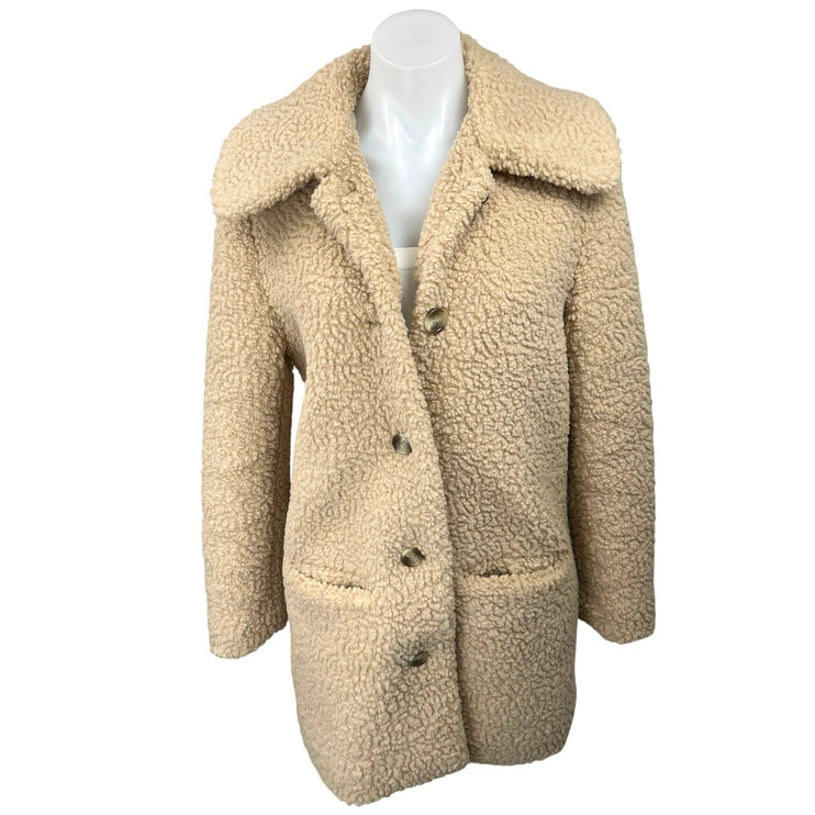 & Other Stories Beige Tan Faux Shearling Sherpa Button Down Teddy Coat Jacket S