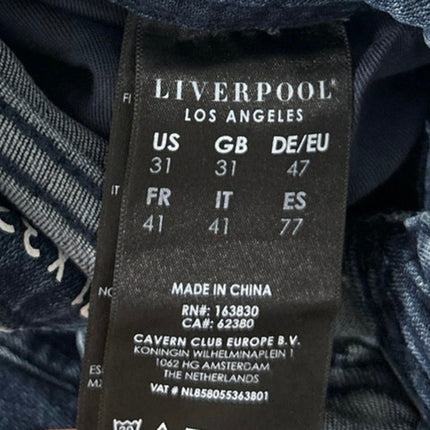 Liverpool Mens Blue Relaxed Straight High Waist Medium Wash Denim Jeans Pants 31