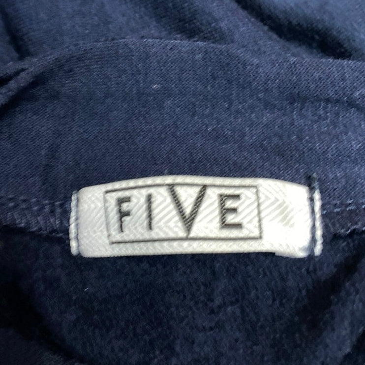 FIVE Women's Navy Blue Long Sleeve Logo Mock Neck Fleece Sweater Top Size S