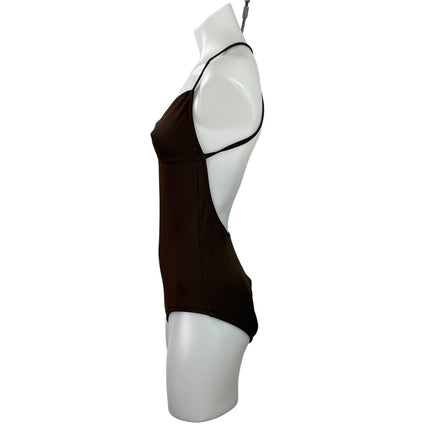 J.Crew Women's Brown Open Back Ring V Neck One Piece Swimsuit Swimwear Size 8