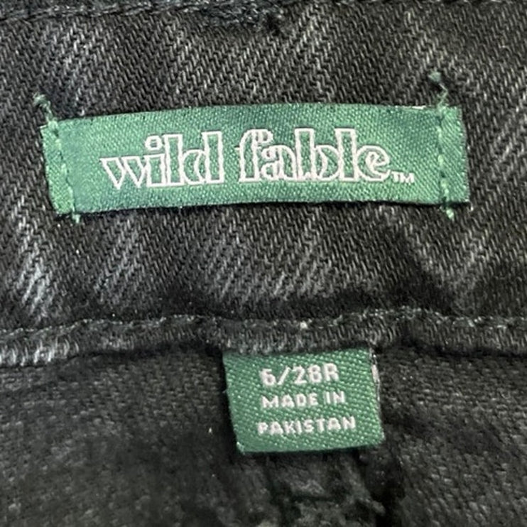 Wild Fable Black Highest Rise Baggy Distressed Straight Denim Jeans Pants Sz 28