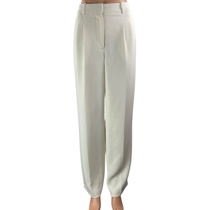 Aritzia Wilfred The Effortless White Pleated Wide Leg Trouser Dress Pants Size S