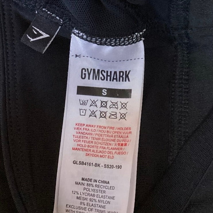 Gymshark Black Gray Scoop Neck Yoga Running Gym Athletic Sports Bra Top Size S