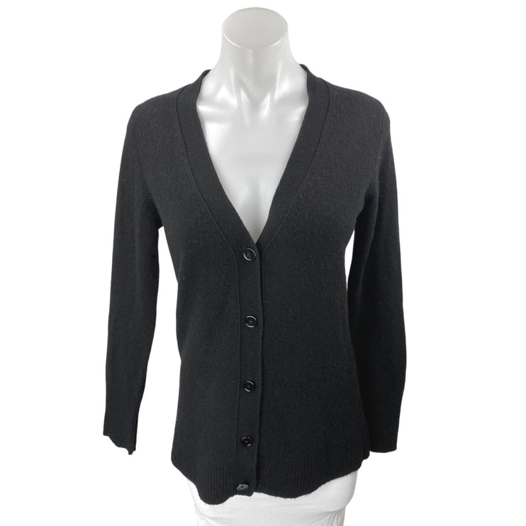 C by Bloomingdale's 100% Cashmere Black Knit Long Sleeve Cardigan Sweater Top S