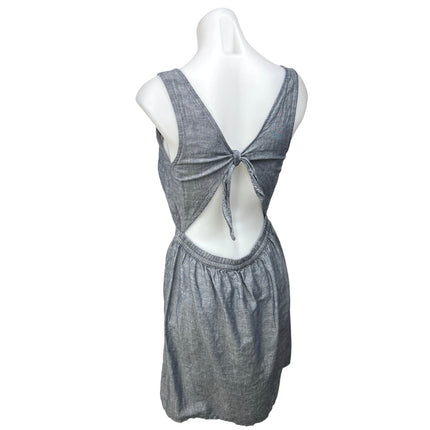 GAP Gray Linen Sleeveless Open  Back Jean Chambray Denim Blouson Mini Dress Sz S