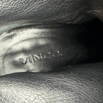 Vince Women's Black Leather Block Heel Round Toe Slip On Classic Ankle Boots 8