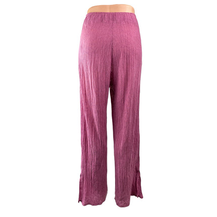 Zara Women's Pink High Waisted Plisse Pull On Wide Leg Trousers Pants Size M