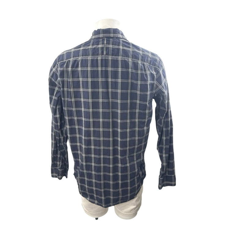 Banana Republic Men's Blue Plaid Classic Fit Long Sleeve Button Up Shirt Top L