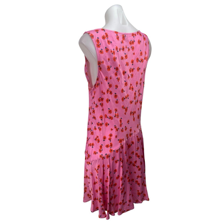 Anthropologie Pink Floral Floral Cowl Neck Sleeveless Mini Tank Dress Size L