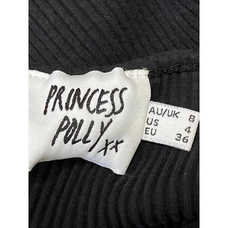 Princess Polly Black Ribbed Sleeveless Collared Halter Mini Bodycon Tank Dress 4