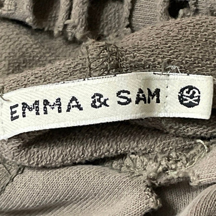 EMMA & SAM Brown Taupe Long Sleeves Distressed Hoodie Hooded Sweatshirt Size XS