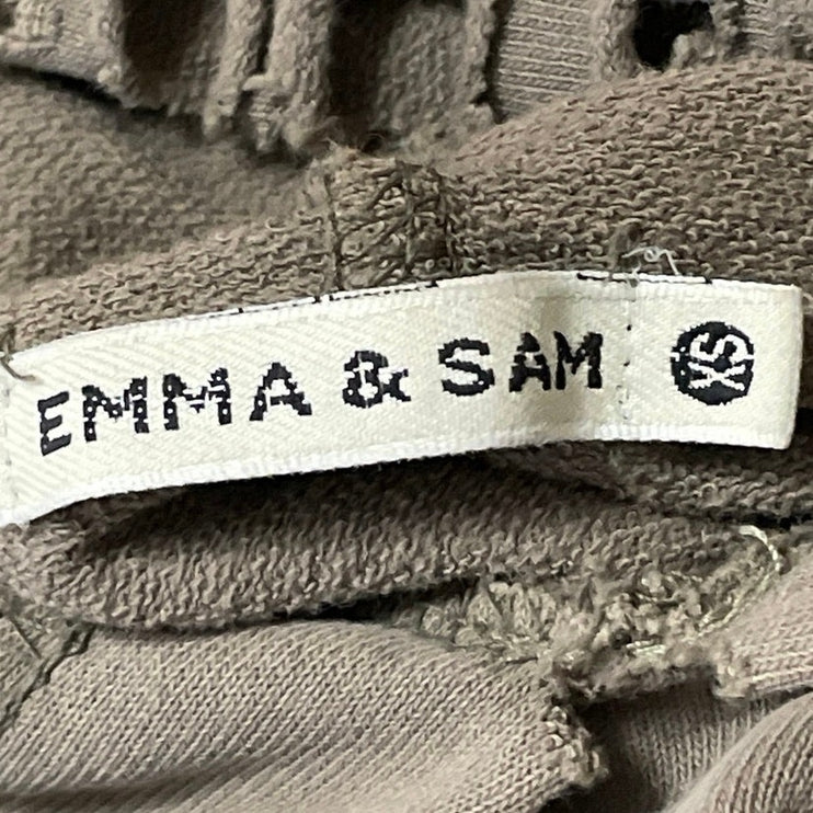 EMMA & SAM Brown Taupe Long Sleeves Distressed Hoodie Hooded Sweatshirt Size XS