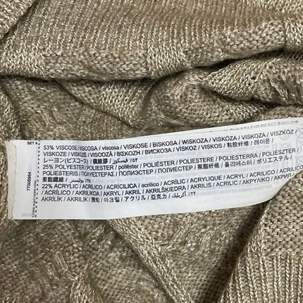 MNG Mango Beige Tan Long Sleeves Cable Knit Mock Neck Pullover Sweater Top Sz L