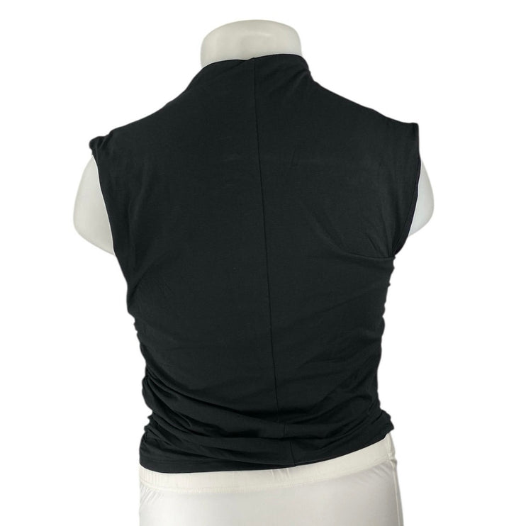 Abercrombie & Fitch Womens Black Sleeveless Ruched Mock Neck Crop Tank Top Sz XL
