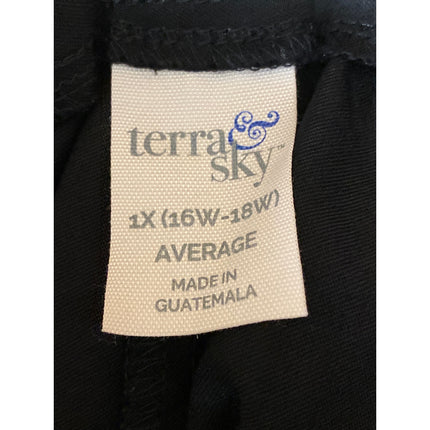 Terry & Sky Women's Black Pull On High Rise Elastic Straight Trousers Pants 1X