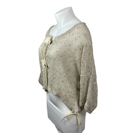 Kaktus Art to Wear Womens Beige Open Mesh Crop Bolero Cardigan Sweater Top Sz XL