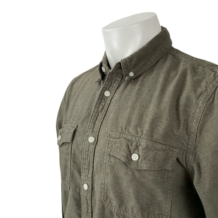 Everlane Men's Olive Green Long Sleeve Chest Pocket Button Down Shirt Top Size L