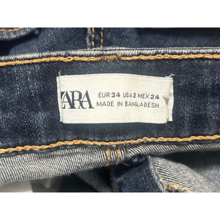 Zara Women's Blue High Waisted Medium Wash Stretch Skinny Denim Jeans Size 2