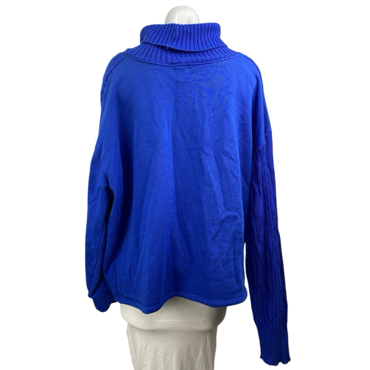 Zara Women's Blue Long Sleeve Turtleneck Cable Knit Chunky Sweater Top Size L