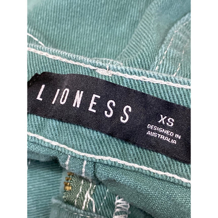 Lioness Womens Green High Waisted Barrel Baggy Utility Cargo Denim Jeans Size XS