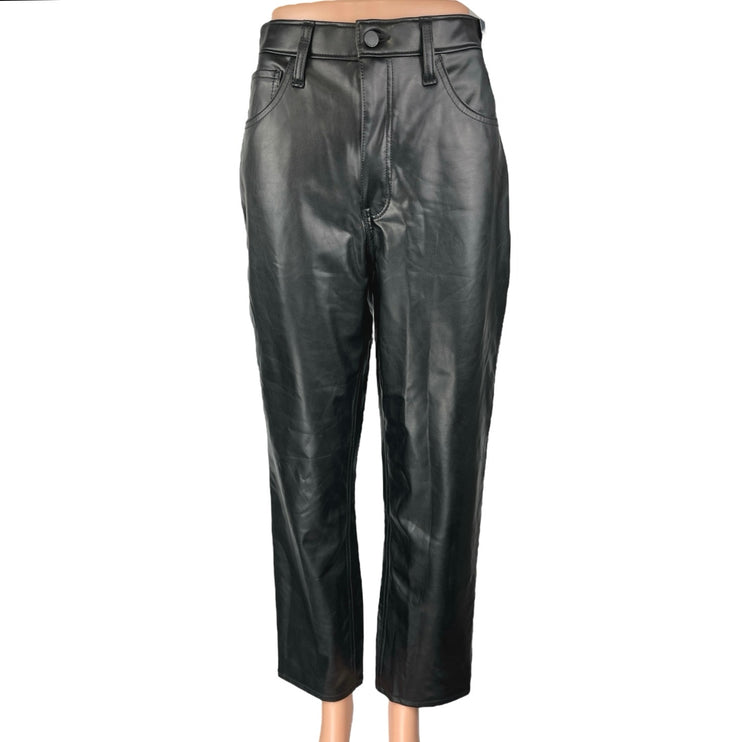 NEW Abercrombie & Fitch Faux Leather Ankle Straight Ultra High Rise Pants Size 6