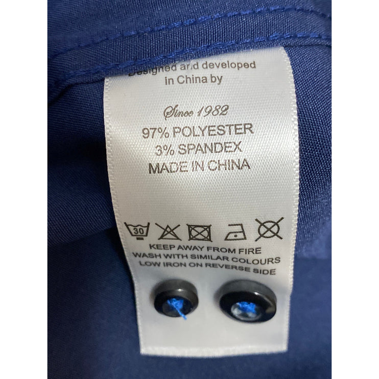 Men's Blue Stretch Collared Long Sleeve Pocket Button Down Shirt Top Size S