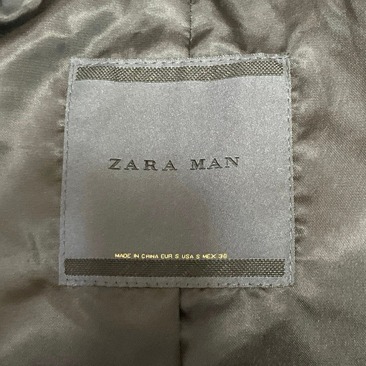 Zara Men's Black Sleeveless Zip Up Pocket Quilted Puffer Vest Coat Jacket Size S