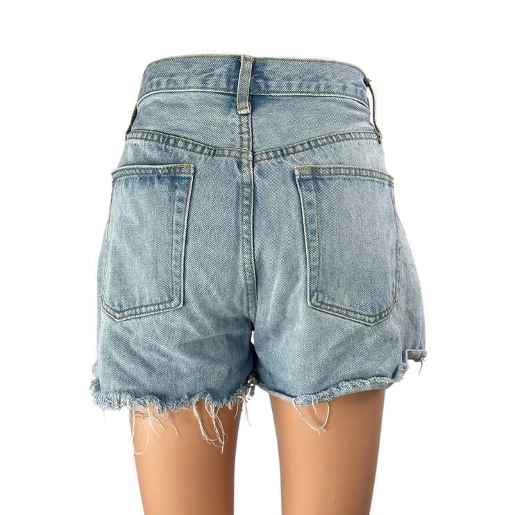 Adika Women's Blue Light Wash High Waisted Cut Off Denim  Jeans Shorts Size L
