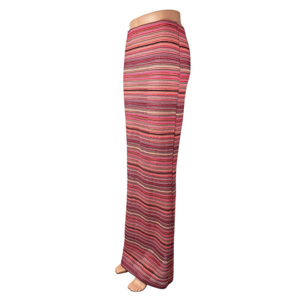 Missguided Multicolor Stripe Crochet High Rise Maxi Pencil Bodycon Skirt Size XS