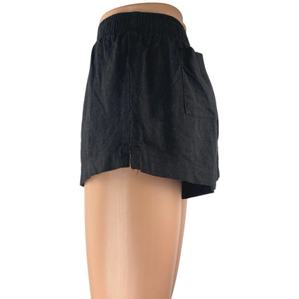 Princess Polly Women's Black Linen Elastic Waist Casual Lounge Shorts Size 4
