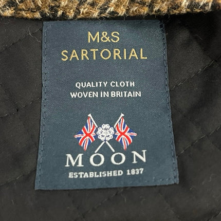 M&S Mark & Spencer Sartorial Brown Wool Plaid Checkered Newsboy Flat Cap Sz S-M