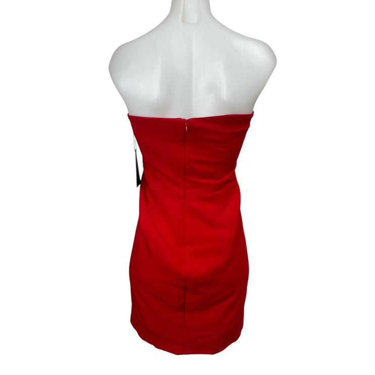 NEW 4th + Reckless Red Bow Strapless Sleeveless Bandeau Mini Bodycon Dress Sz S