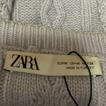 Zara Purple Cable Knit Sleeveless Square Neck Cami Sweater Crop Tank Top Size M